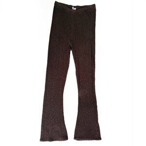 RVCA High Rise Rib Knit Flare Lounge Pants In Brown